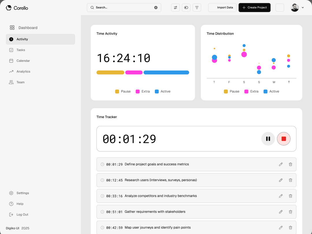 Dashboard interface