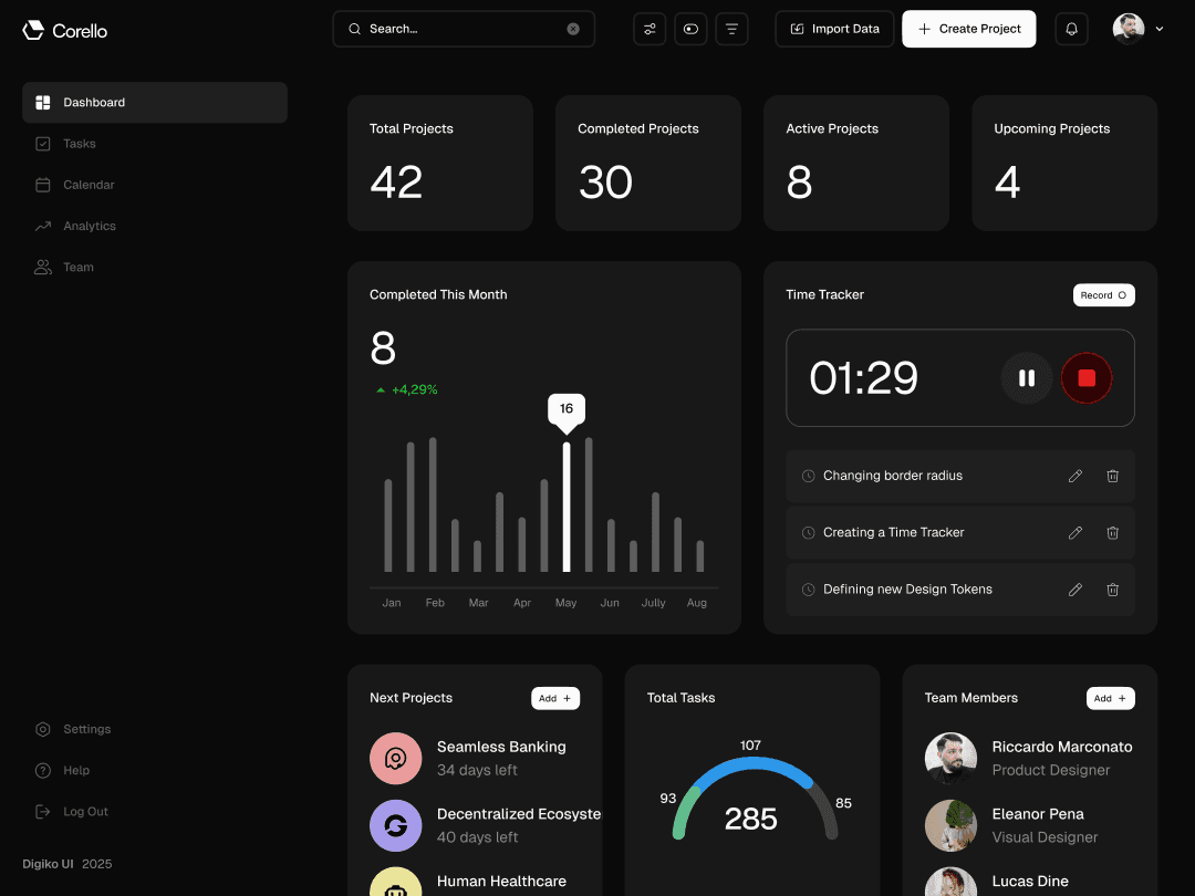 Dashboard interface