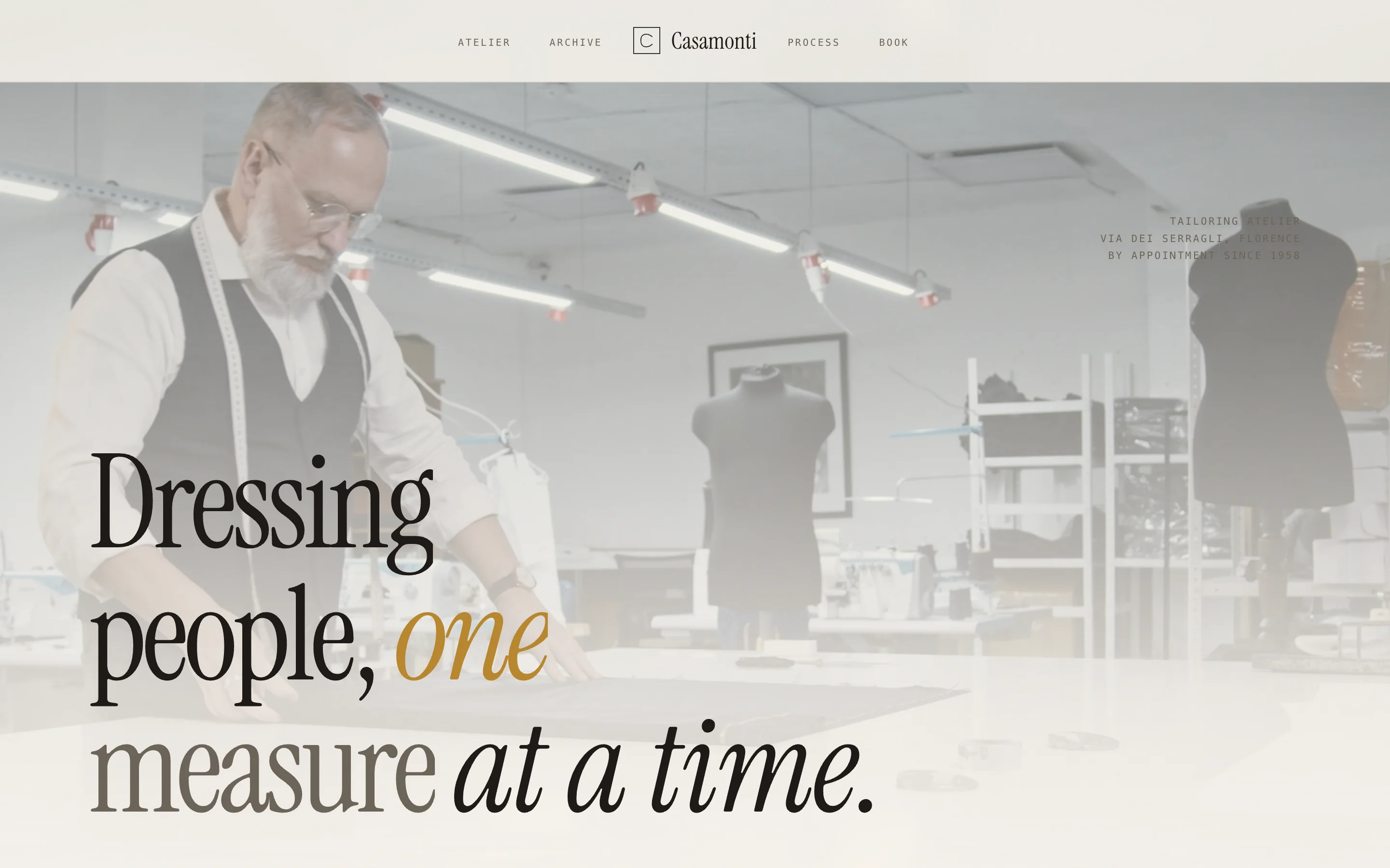 Casamonti. A brand and a site for a bespoke tailor.