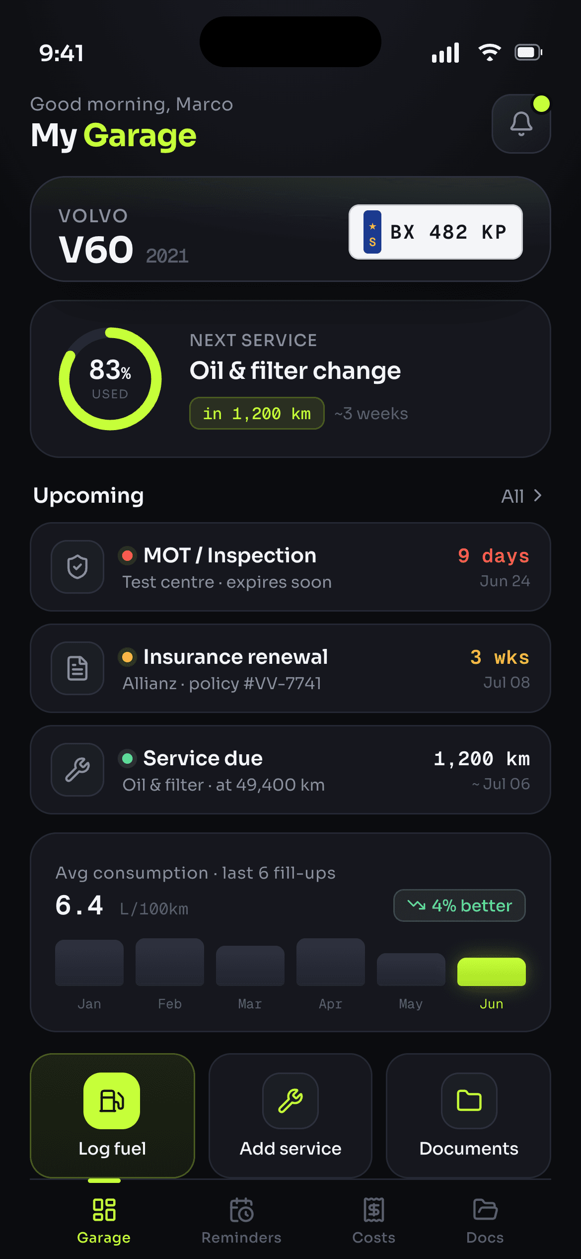 Garage Car Maintenance App