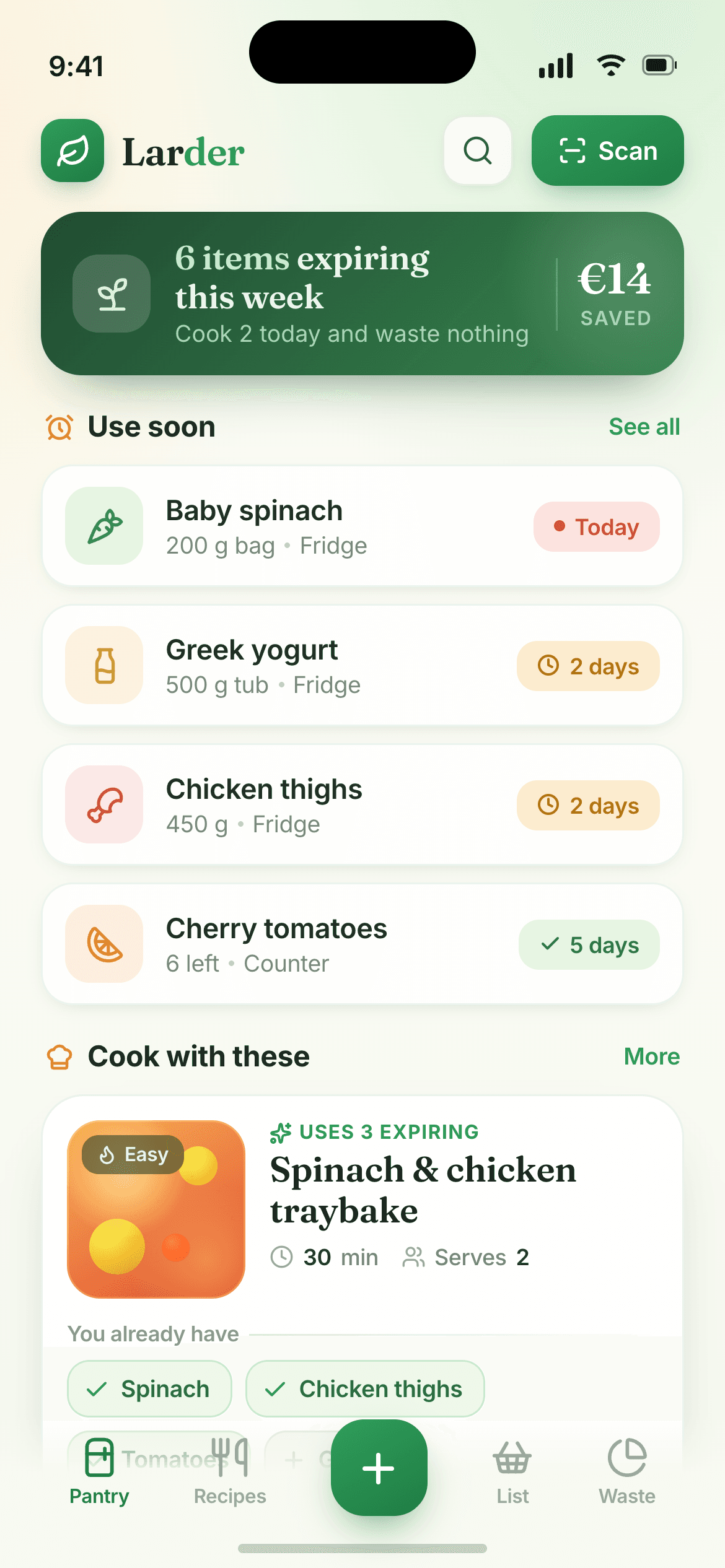 Larder Pantry & Recipe App
