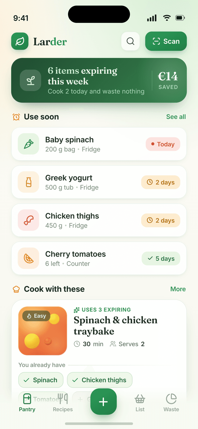 Larder Pantry & Recipe App